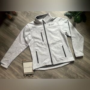 Prairie Mountain Alaska White Gray Graffiti Fleece Lined Softshell Jacket Size L